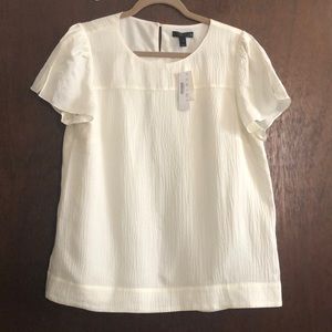 J Crew NWT flutter sleeve blouse cream Tall 12